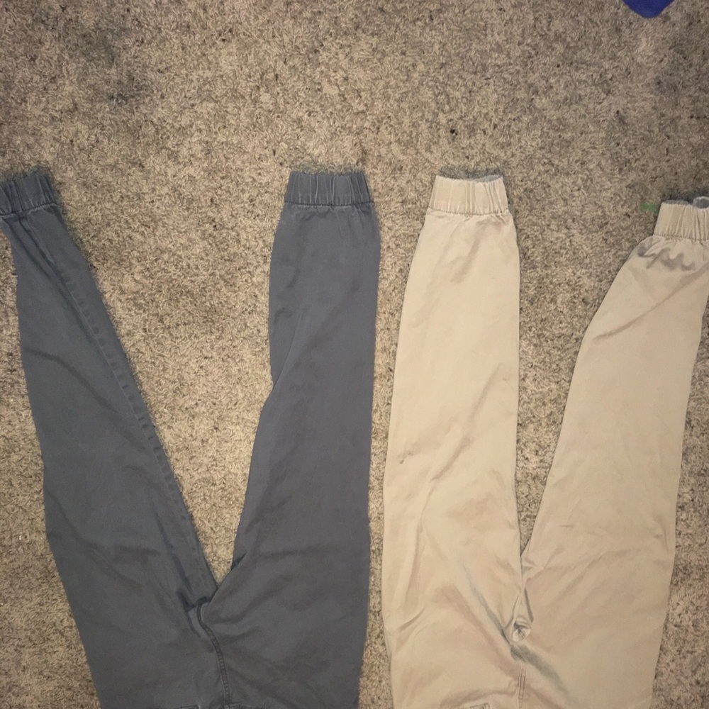 Two pair of urban jean joggers.